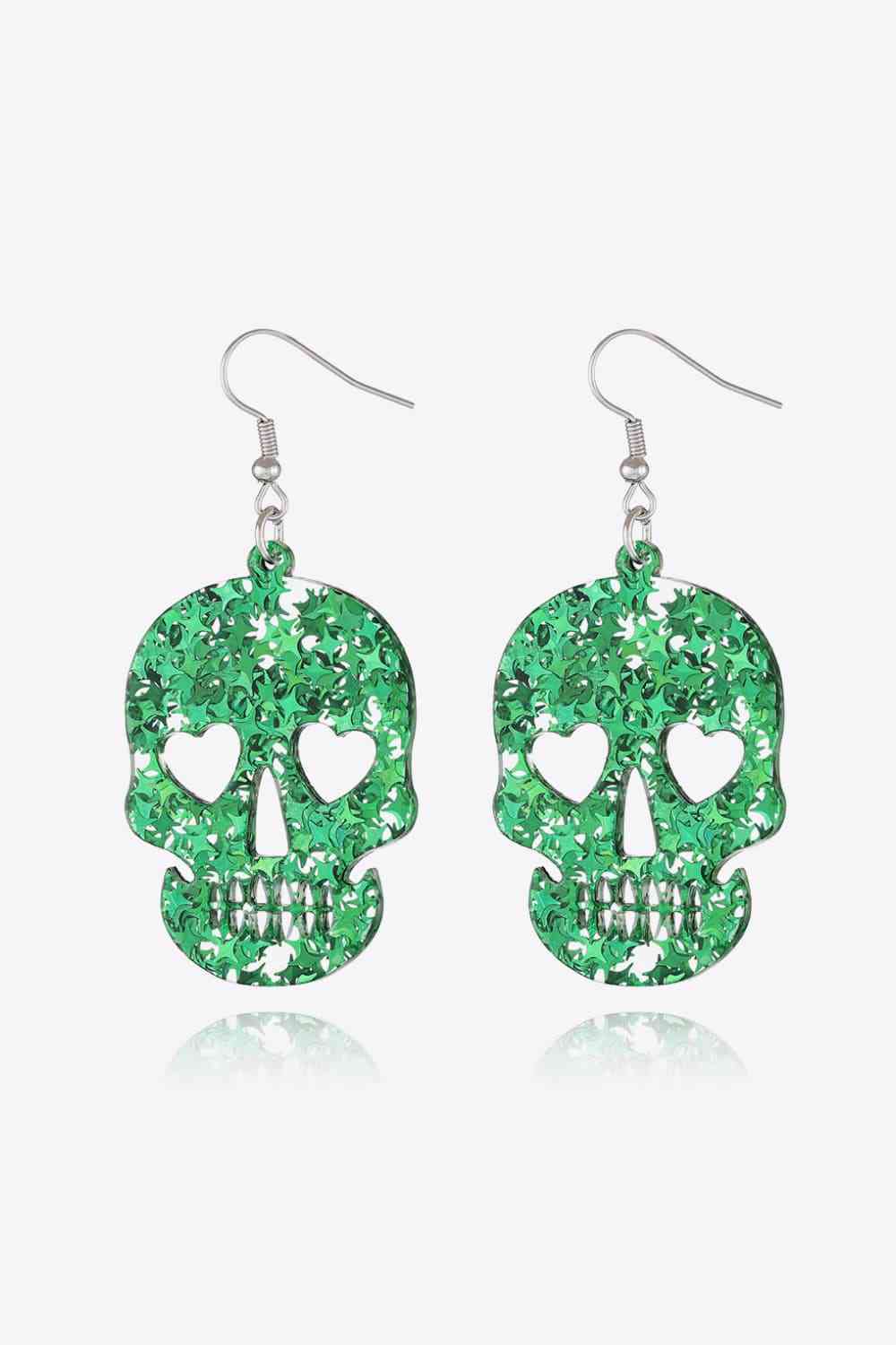 Boucles d'oreilles pendantes en acrylique avec tête de mort