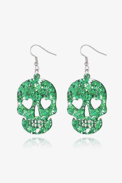 Boucles d'oreilles pendantes en acrylique avec tête de mort