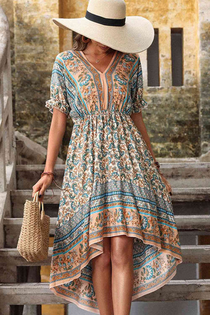 Vestido bohemio alto-bajo con espalda abierta