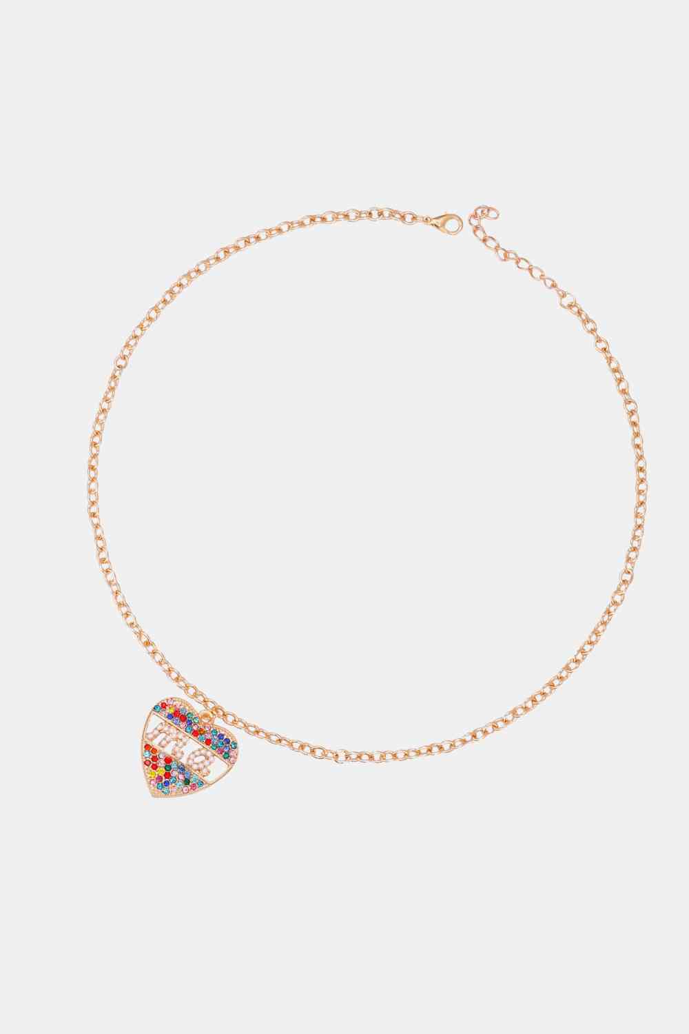 Collier pendentif en strass MA en forme de coeur