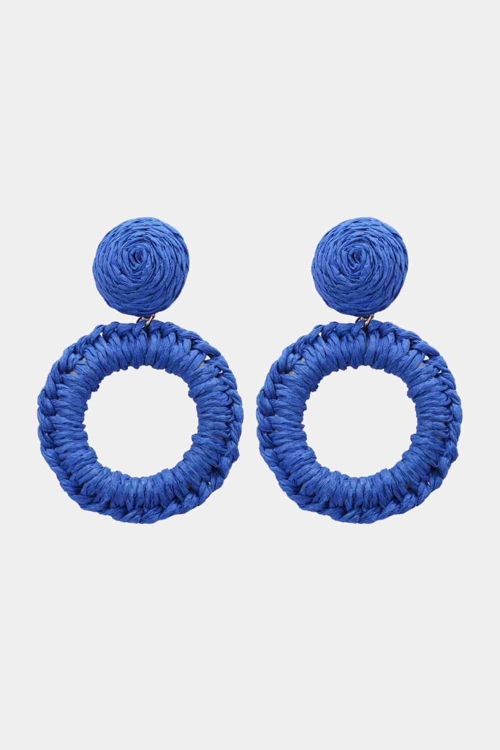 Boucles d'oreilles pendantes en forme d'herbe de raphia de forme ronde