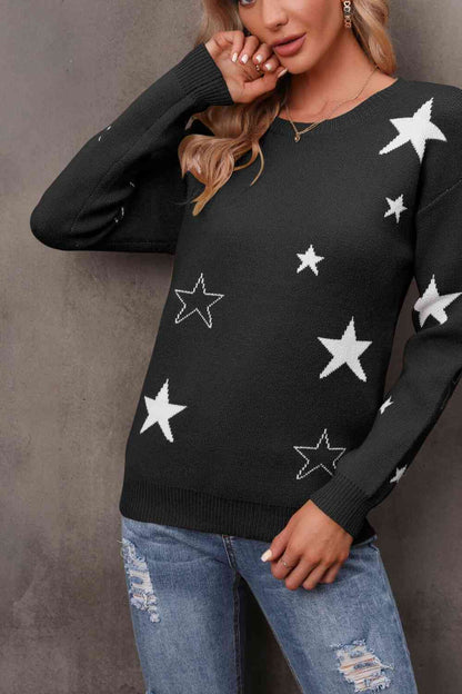 Jersey con cuello redondo y estrellas