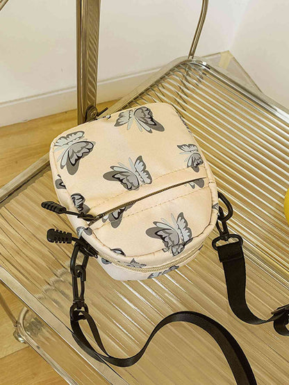 Bolso bandolera de poliéster con estampado de mariposas