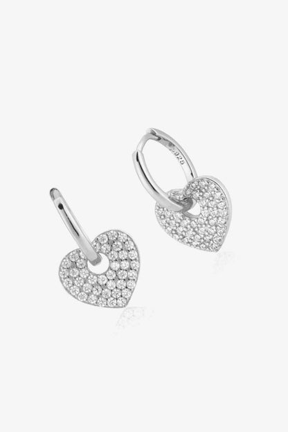 Boucles d'oreilles Huggie en forme de cœur en Zircon