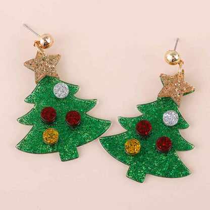 Boucles d'oreilles en alliage de strass pour arbre de Noël