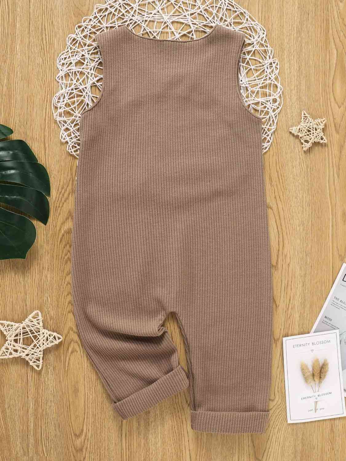 Combinaison sans manches en tricot gaufré contrasté à rayures pour enfants