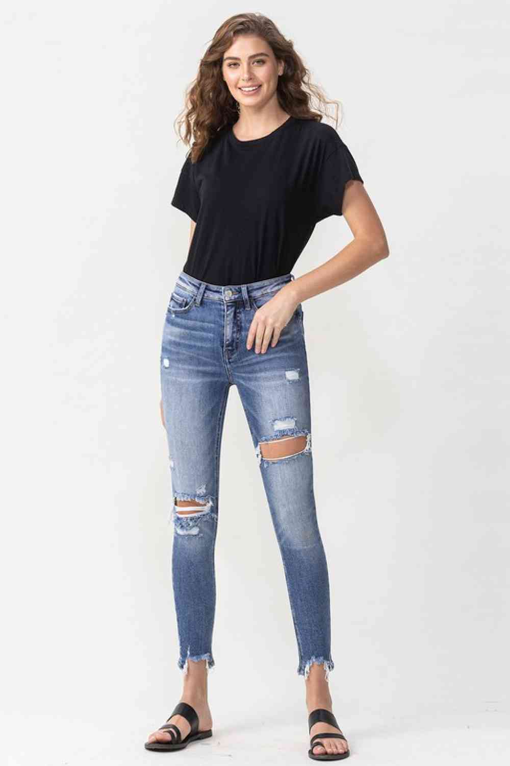 Lovervet Juliana - Jean skinny taille haute effet vieilli pleine taille