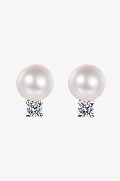 Moissanite Pearl Stud Earrings