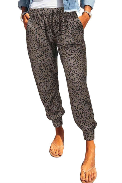 Pantalones largos con bolsillos de leopardo