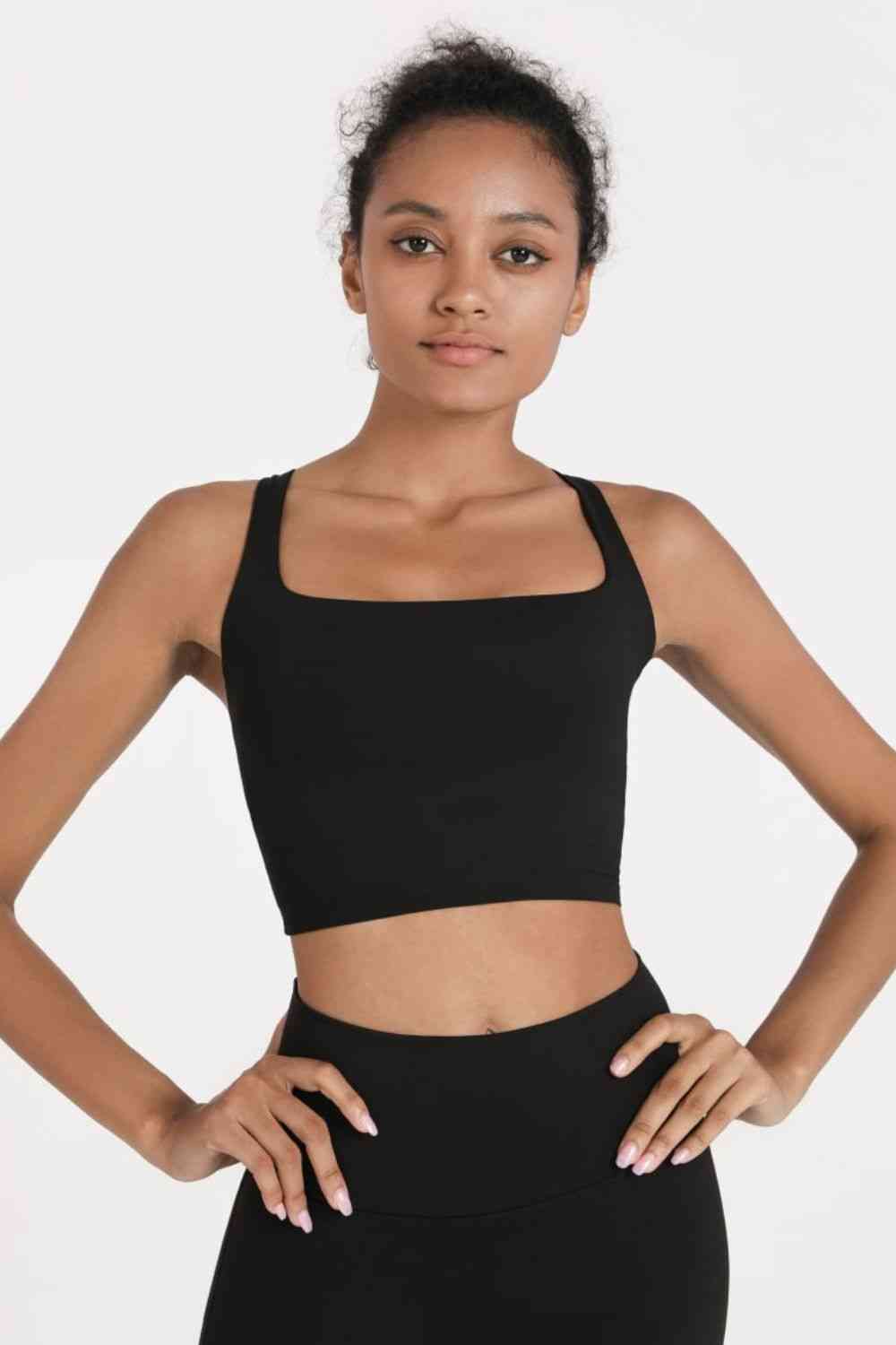 Camisole de sport courte croisée à dos ouvert