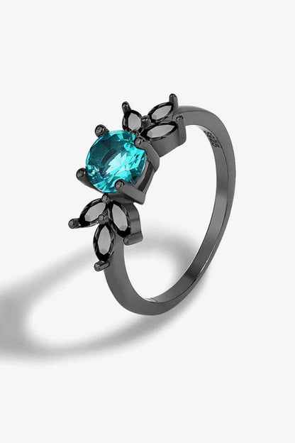 Bague feuille de zircon bleu Paraiba