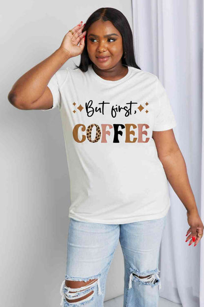 Simply Love Taille réelle MAIS PREMIER CAFÉ T-shirt en coton graphique