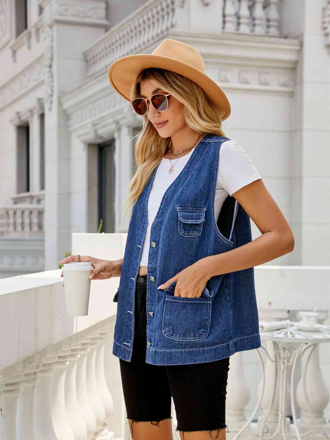 Gilet en jean boutonné