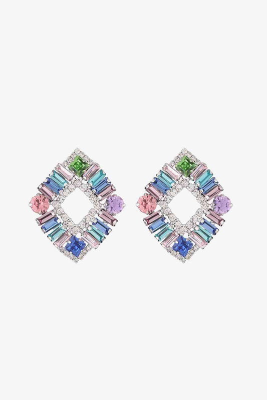 Boucles d'oreilles en pierre de verre multicolore