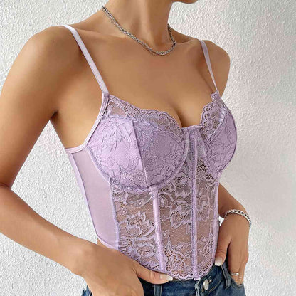 Camisole avec détail en dentelle et col en cœur