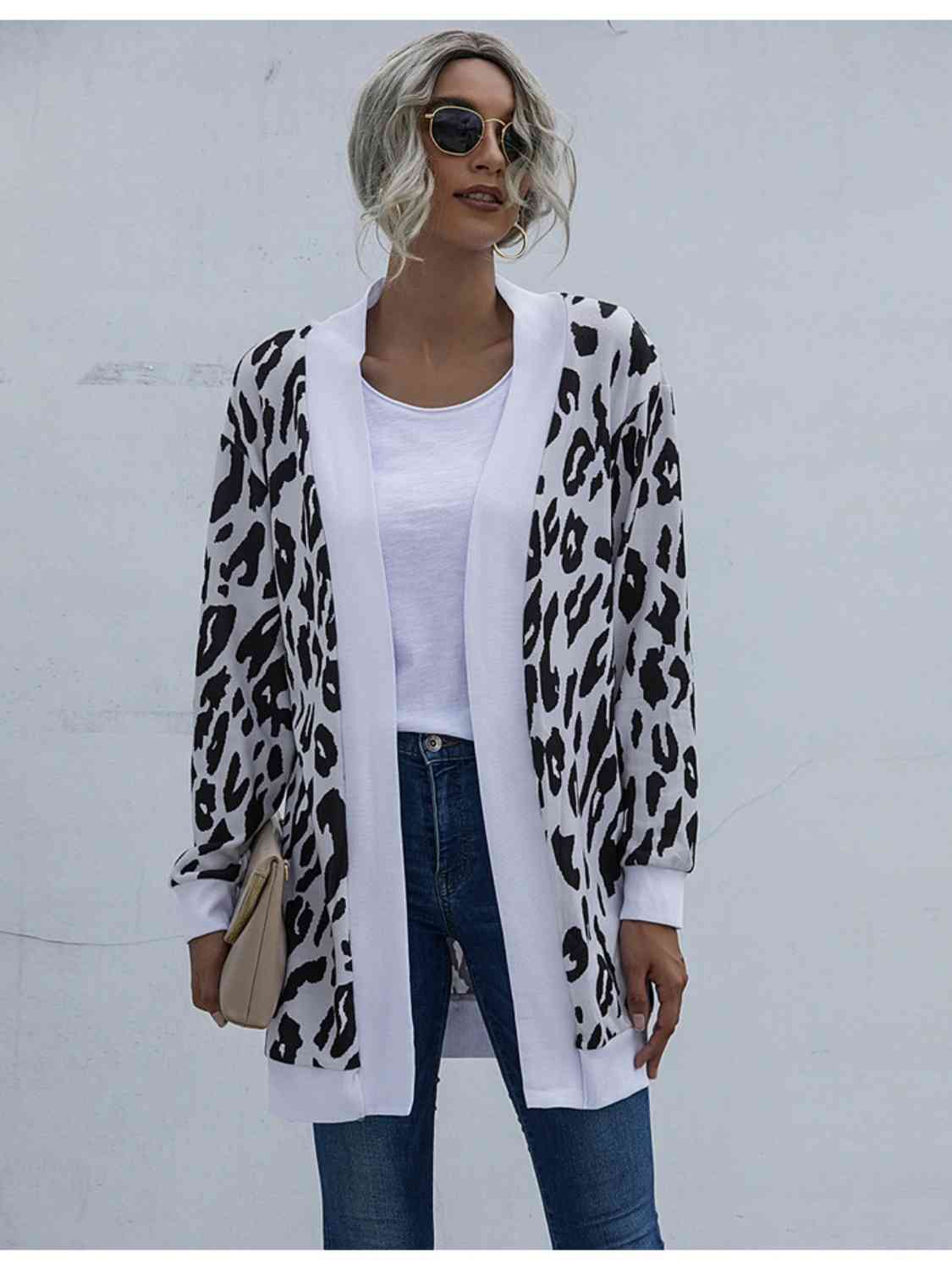 Leopard Open Front Cardigan