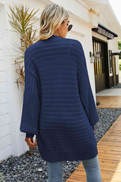 Open Front Dropped Shoulder Cardigan