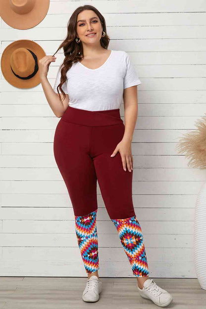 Legging Taille Haute Imprimé Géométrique de Grande Taille