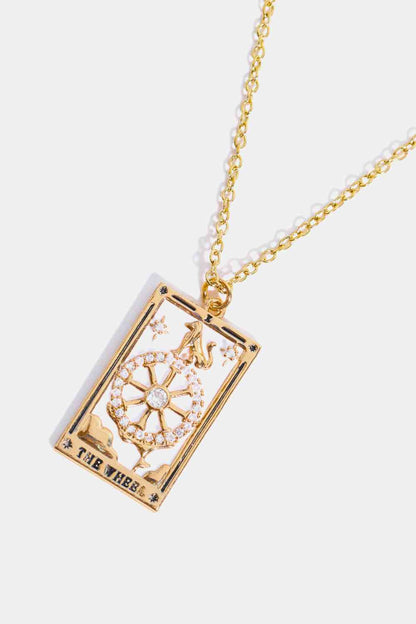 Collier en acier inoxydable avec pendentif carte de tarot