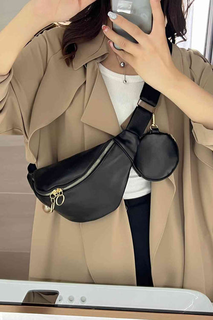 Bolso bandolera de cuero PU con bolso pequeño