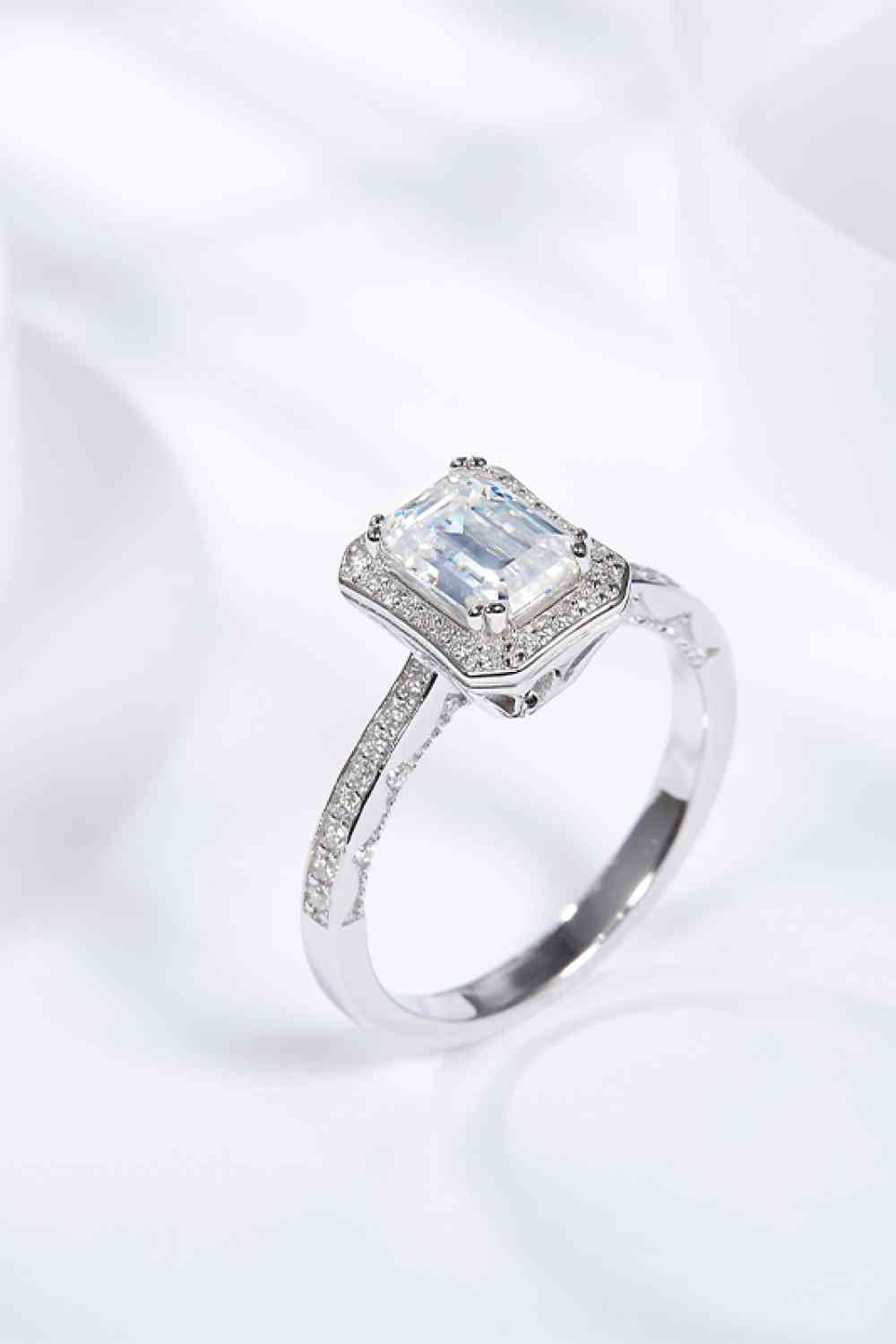 Bague halo en argent sterling 925 moissanite 1 carat