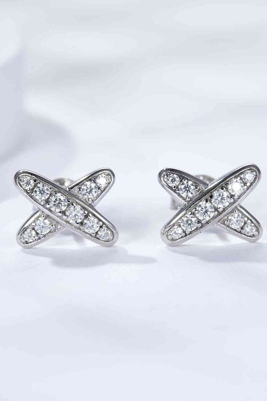 Boucles d'oreilles moissanite en forme de X en argent sterling 925