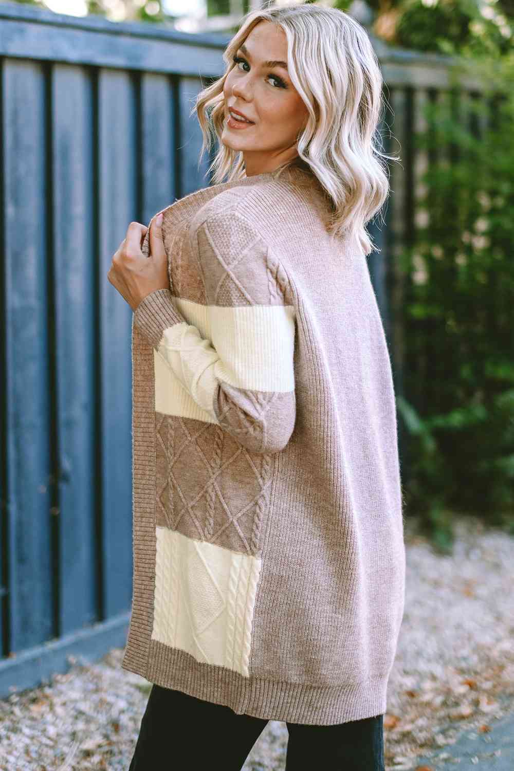 Cardigan ouvert sur le devant en tricot torsadé