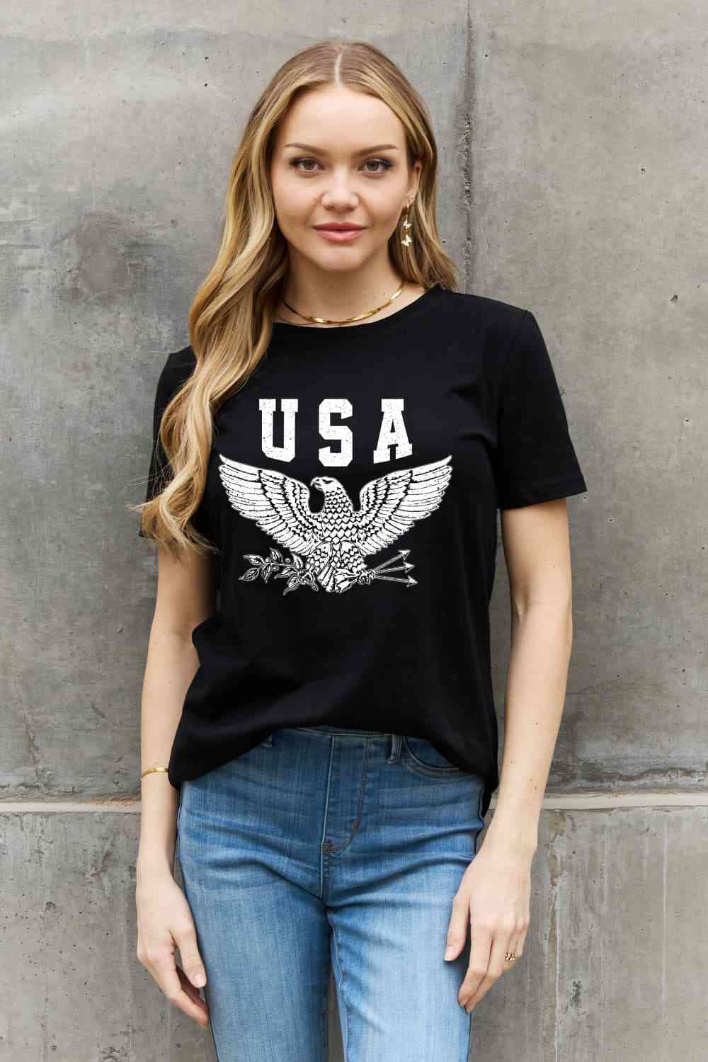 Simply Love Simply Love USA T-shirt en coton avec motif aigle