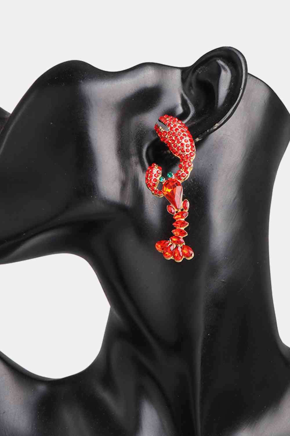 Boucles d'oreilles pendantes en pierre de verre en forme de homard