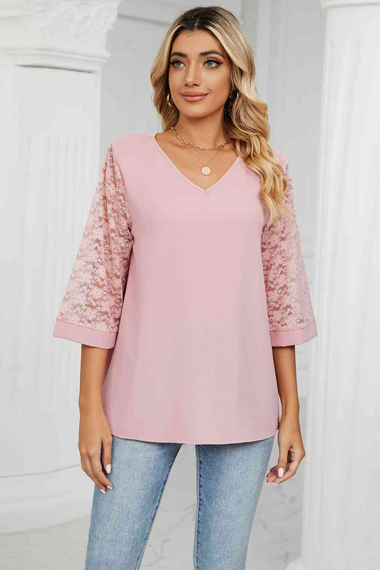 V-Neck Three-Quarter Sleeve Top