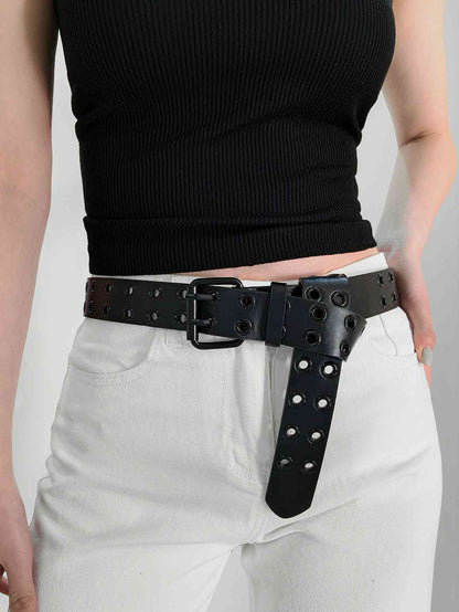 Ceinture en cuir PU à œillets