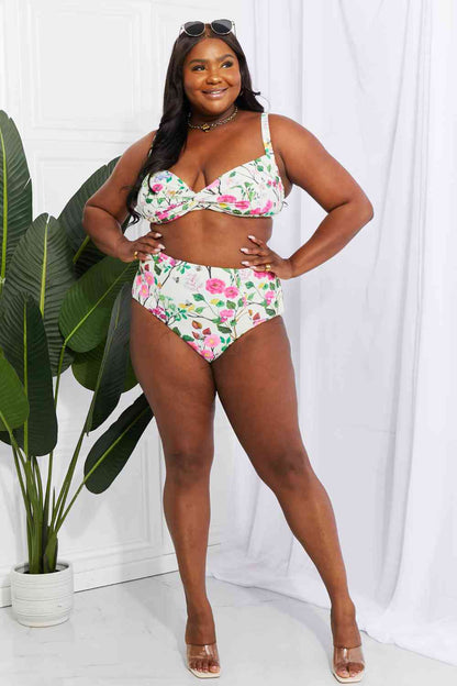 Marina West Swim Take A Dip - Bikini taille haute torsadé en crème