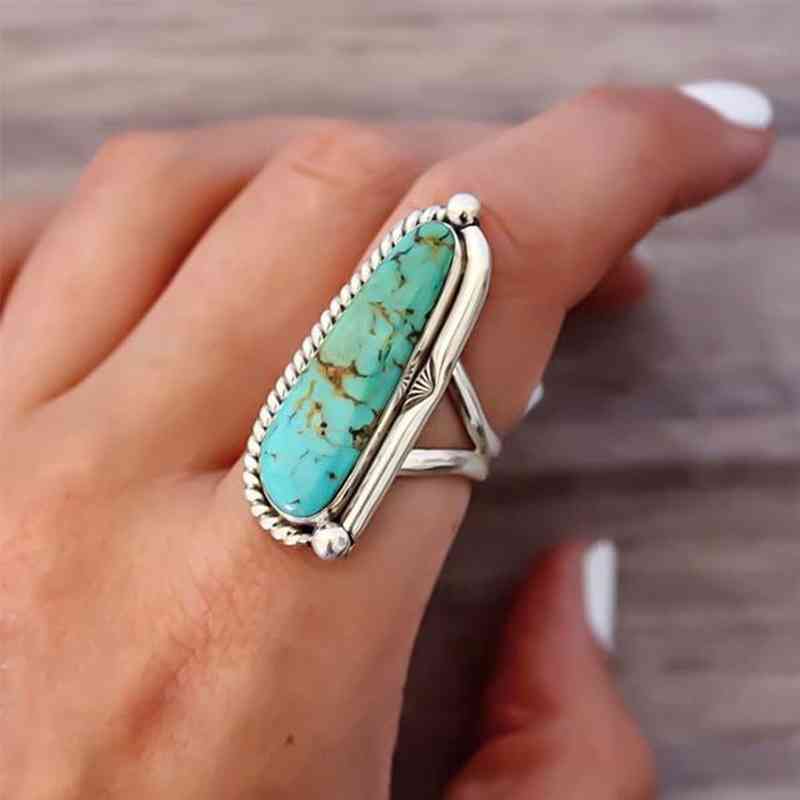 Bague en alliage turquoise artificielle