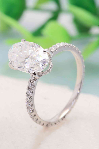 Bague à 4 griffes en moissanite en or blanc 14 carats 2,5 carats