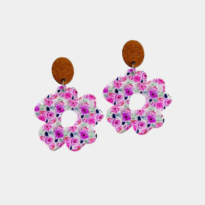 Boucles d'oreilles pendantes en acrylique en forme de fleur