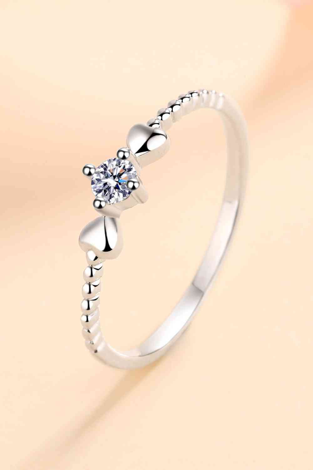 Bague en argent sterling 925 coeur moissanite adoré