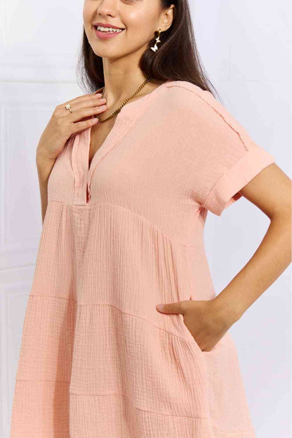 HEYSON Easy Going Mini-robe à volants en gaze pleine taille