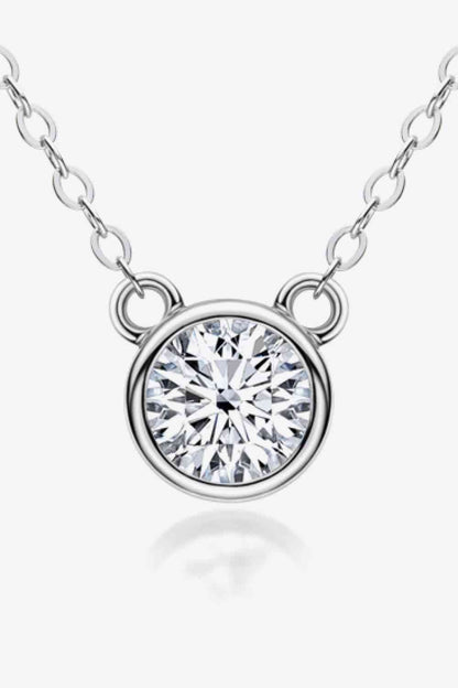 Collier pendentif rond en argent sterling 925, 1 carat de moissanite