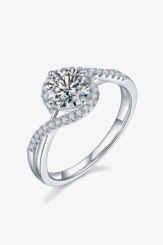 Bague croisée en argent sterling 925 Moissanite adorée de 1 carat