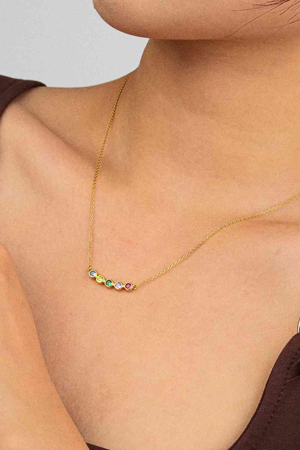 Collar de plata de ley 925 con circonitas cúbicas arcoíris