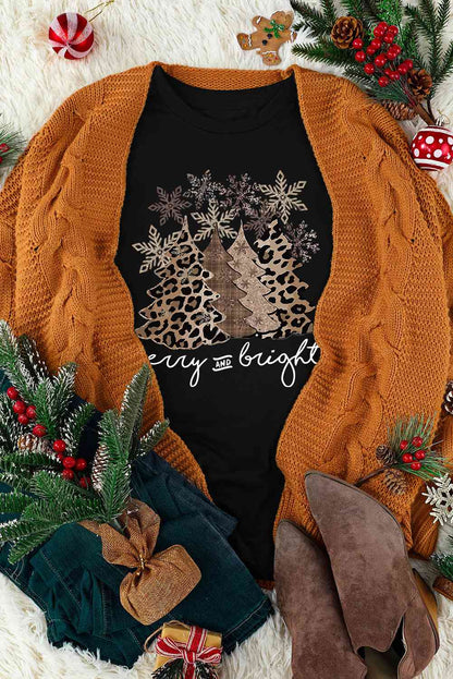 T-shirt à manches courtes avec motif d'arbre de Noël