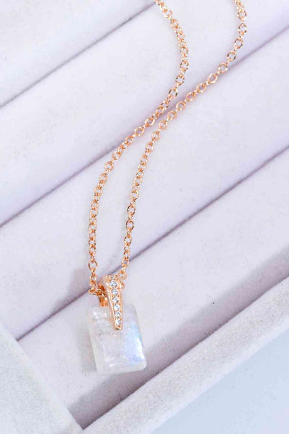 925 Sterling Silver Natural Moonstone Pendant Necklace