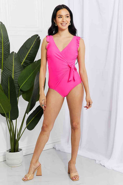 Marina West Swim - Une-pièce flottante sur volants en taille réelle - Rose