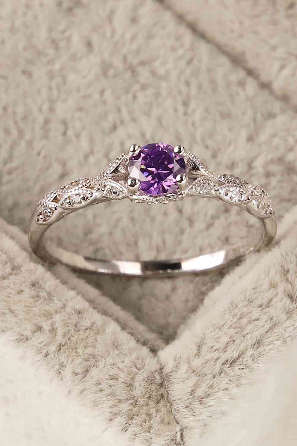 Inlaid Amethyst 4-Prong Ring