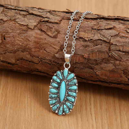 Collier en alliage avec pendentif turquoise artificiel