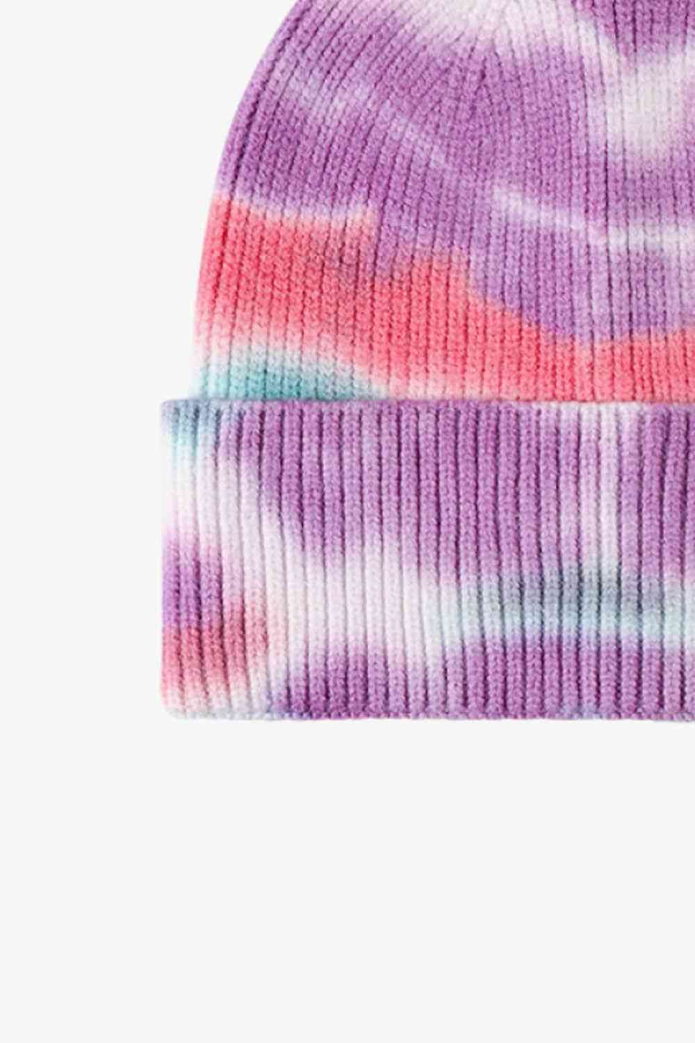 Bonnet en tricot à revers tie-dye