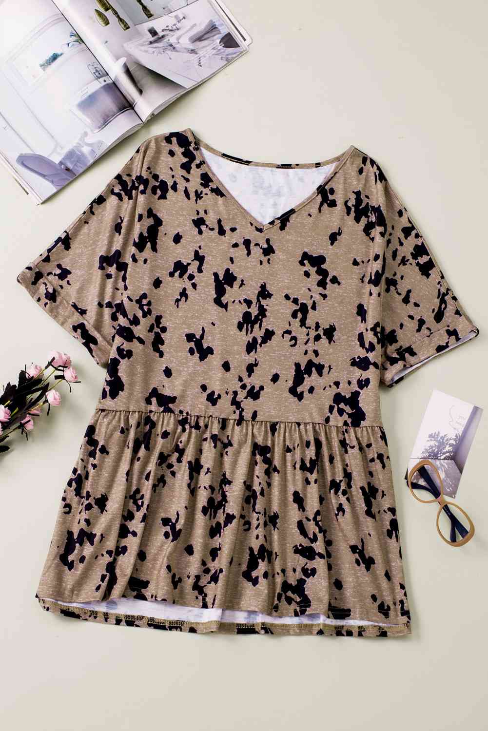 Top babydoll estampado de talla grande