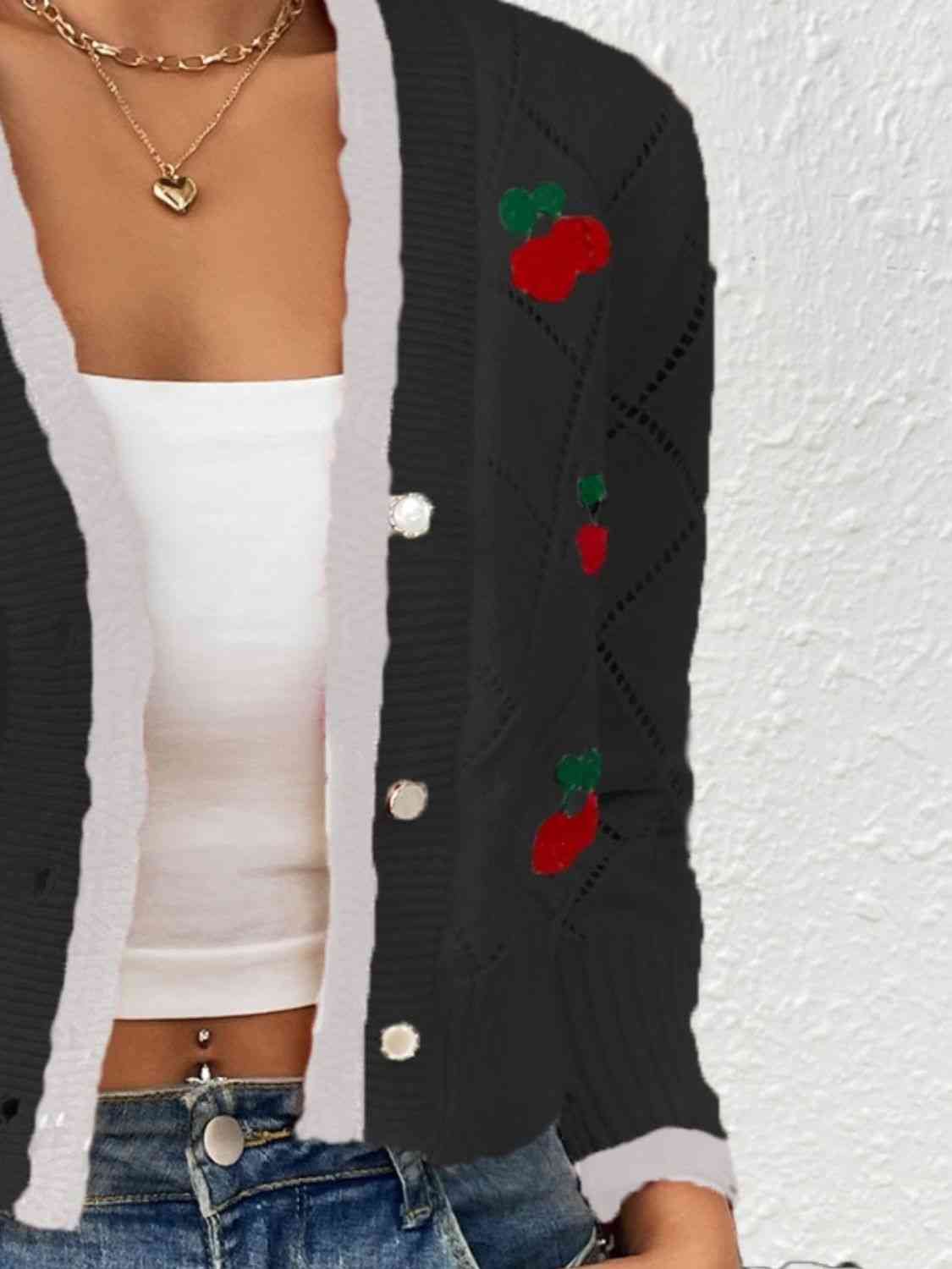 Cherry Button Down Cardigan