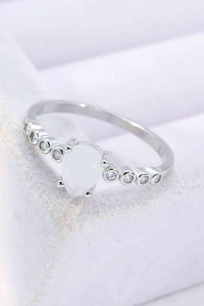 Bague en pierre de lune naturelle en forme de larme