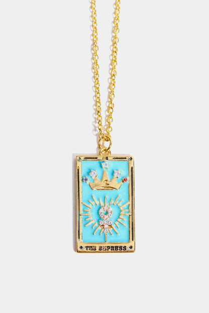 Collier en acier inoxydable avec pendentif carte de tarot